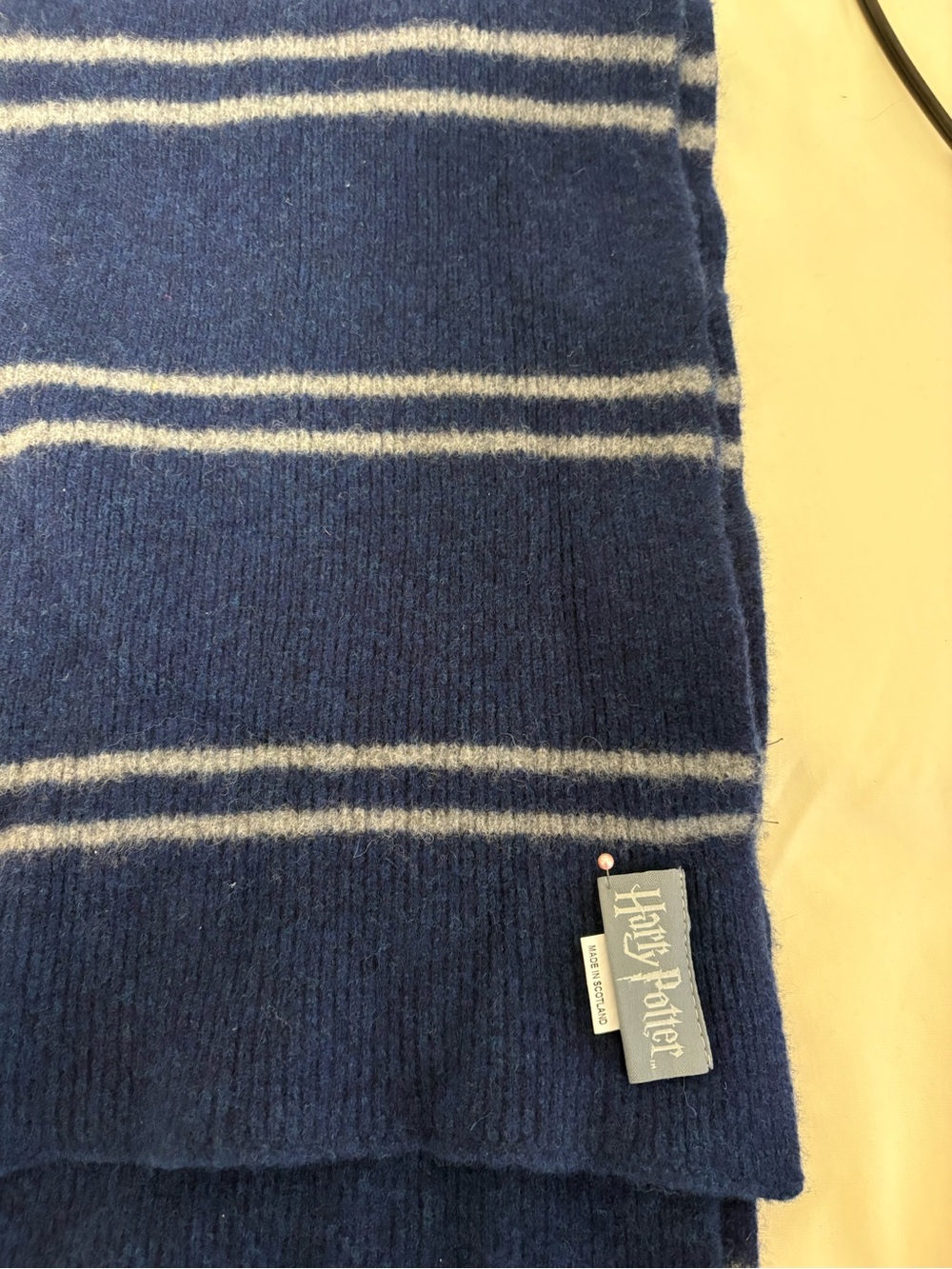 Harry Potter Ravenclaw House Scarf 100% Lambswool Scotland Blue Silver Striped